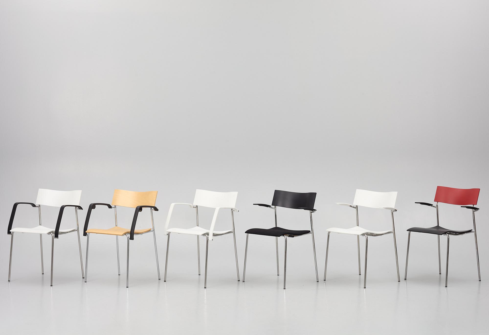 Johannes Foersom & Peter Hiort-Lorenzen, a set of six 'Campus' chairs, Lammhults, after 1992.