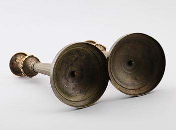 LJUSSTAKAR, 1 par, brons, senempire, Frankrike, 1800-talets första hälft.