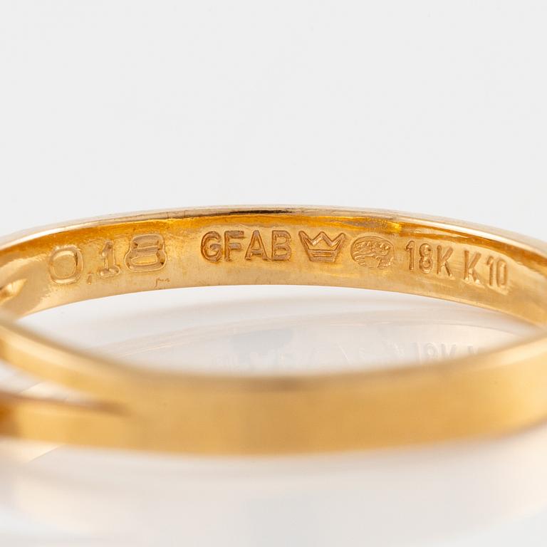 Ring, 18K guld med briljantslipad diamant.