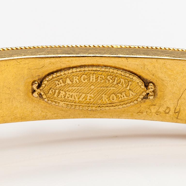 A ca. 22K gold bracelet with sapphires and pearls. Marchesini, Firenze Roma.