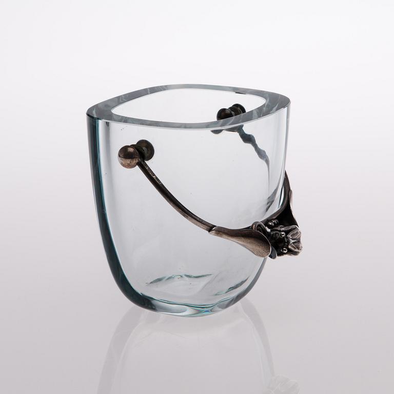 A 1960s DANISH GLASS AND STERLING SILVER ICE BUCKET, marks of DGH, Dansk Guldsmede Håndvark, Copenhagen.
