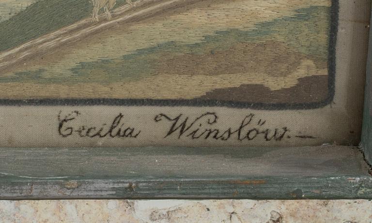BRODERADE TAVLOR 2 st, 1800-talets första hälft.