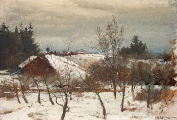 Gustaf Rydberg, "Vinterstudie (Brunnby, Västmanland)" [Winter landscape from Brunnby, Västmanland, Sweden].