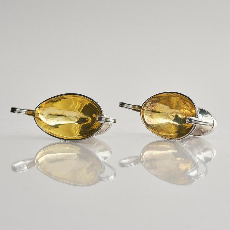 A Swedish pair of 18th century parcel-gilt silver salt-cellars, marks of Petter Eneroth, Stockholm 1785.