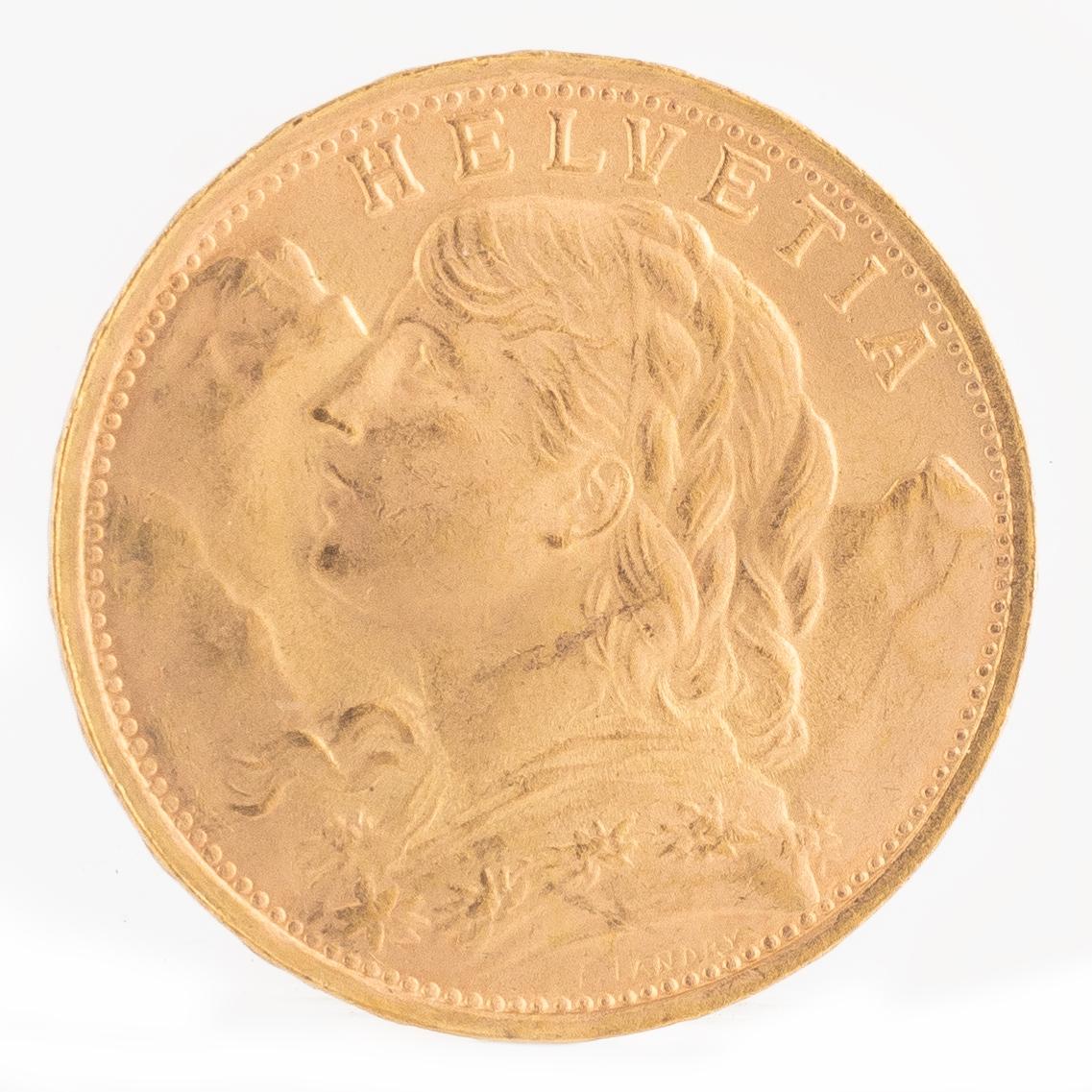 Guldmynt, Schweiz, 20 Franc, 1935 LB.