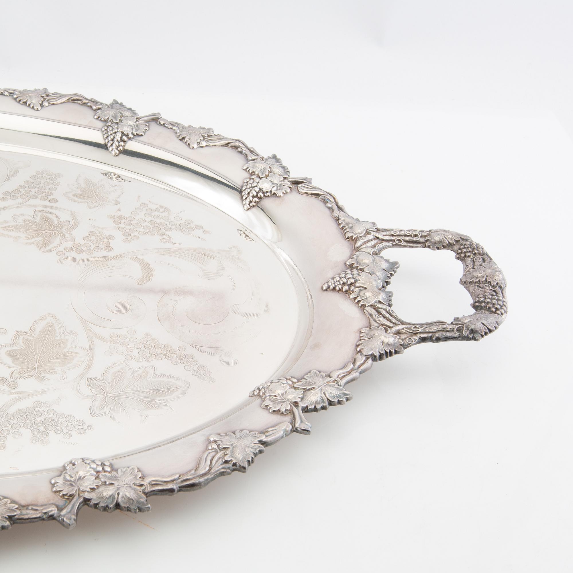 Trays 2 pcs of silver-plated metal, first half of the 20th century.