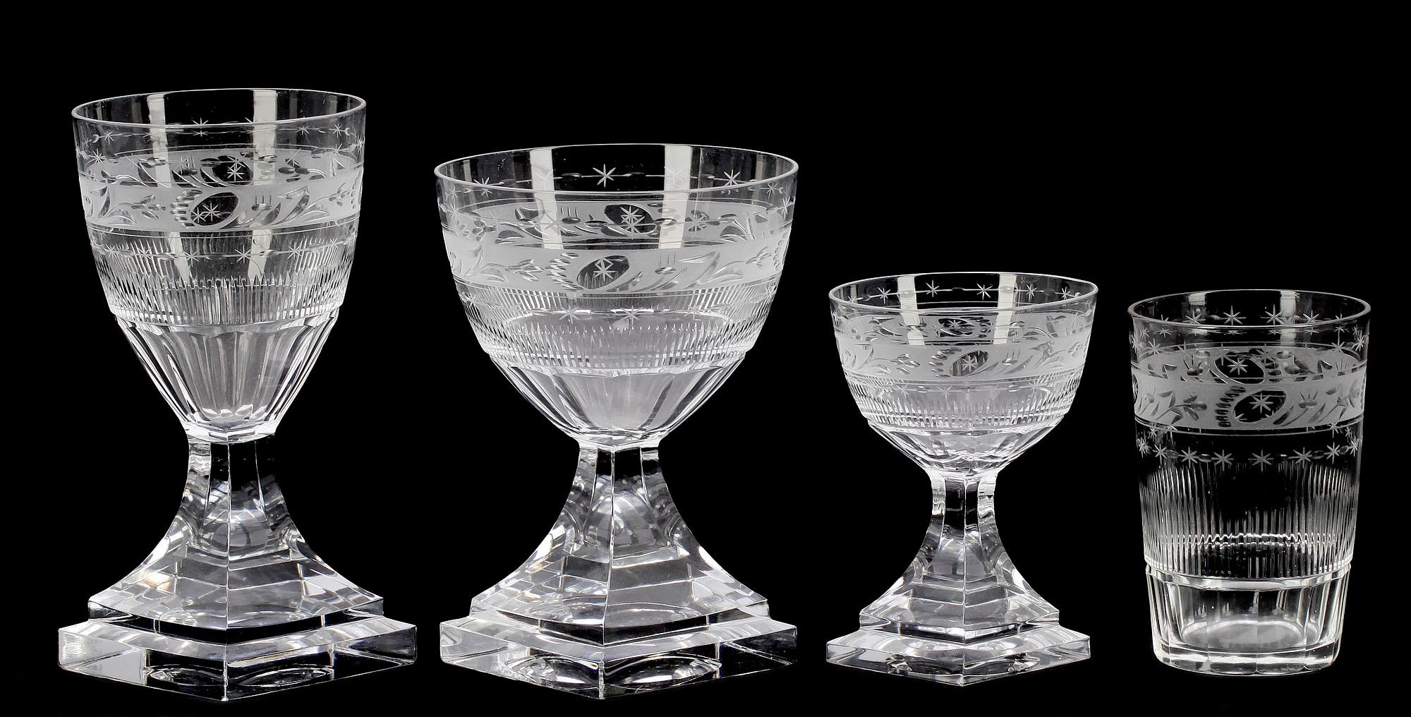 GLASSERVIS, 50 delar, empirestil, trol Kosta, 1900-talets första hälft.