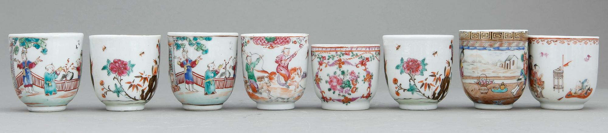 KOPPAR, 8 st, porslin, Qianlong, Kina 1700-tal.
