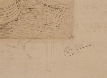 CARL LARSSON, etsning, monogramsignerad.