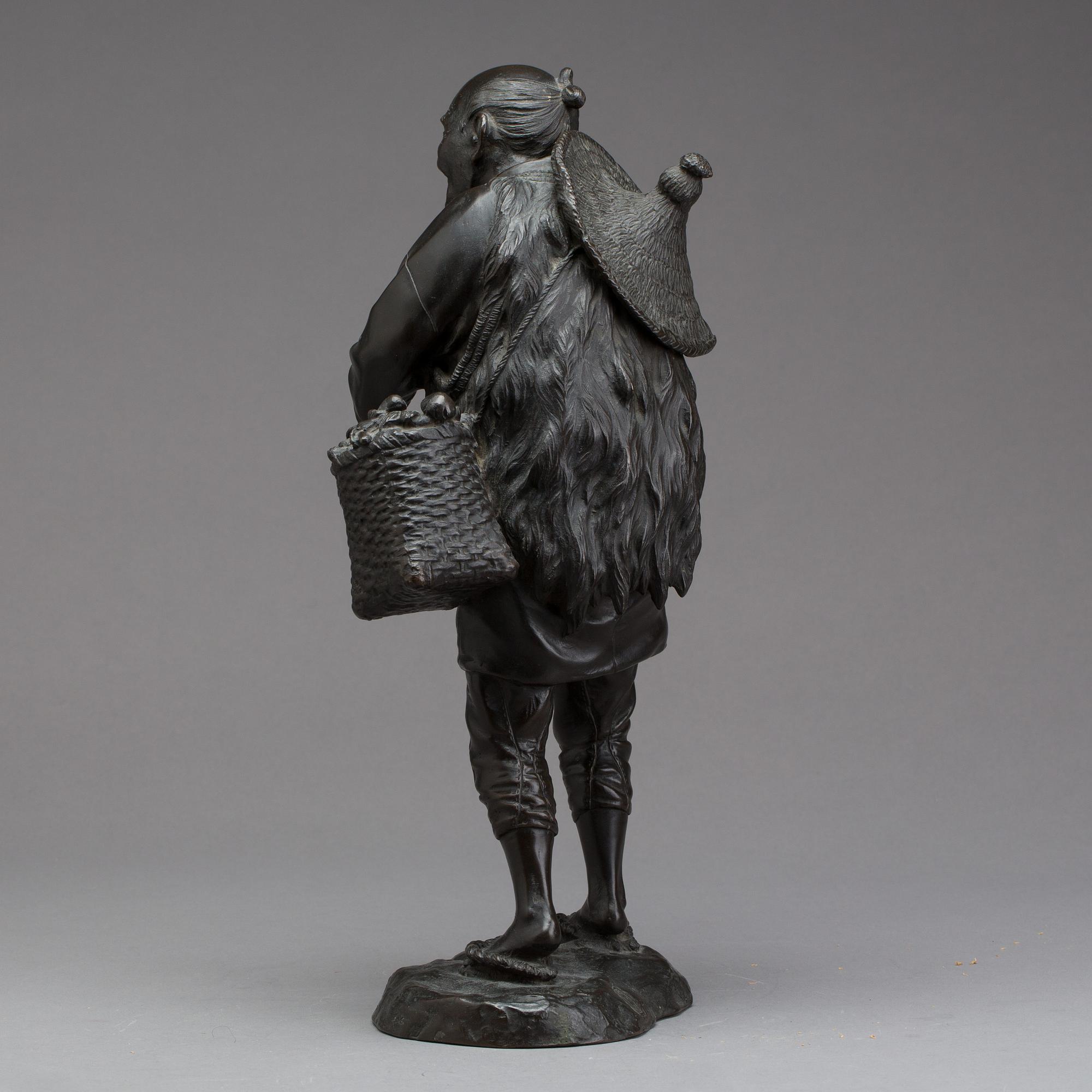 FIGURIN, brons, signerad, Japan, 1900-talets början.