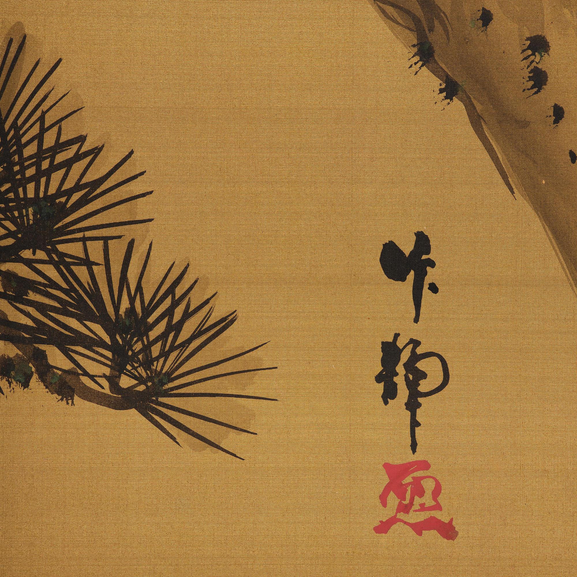 A Japanese two fold screen, Byobu, early 20th century, by unknown artist, signature perhaps to be read as Sakuho.