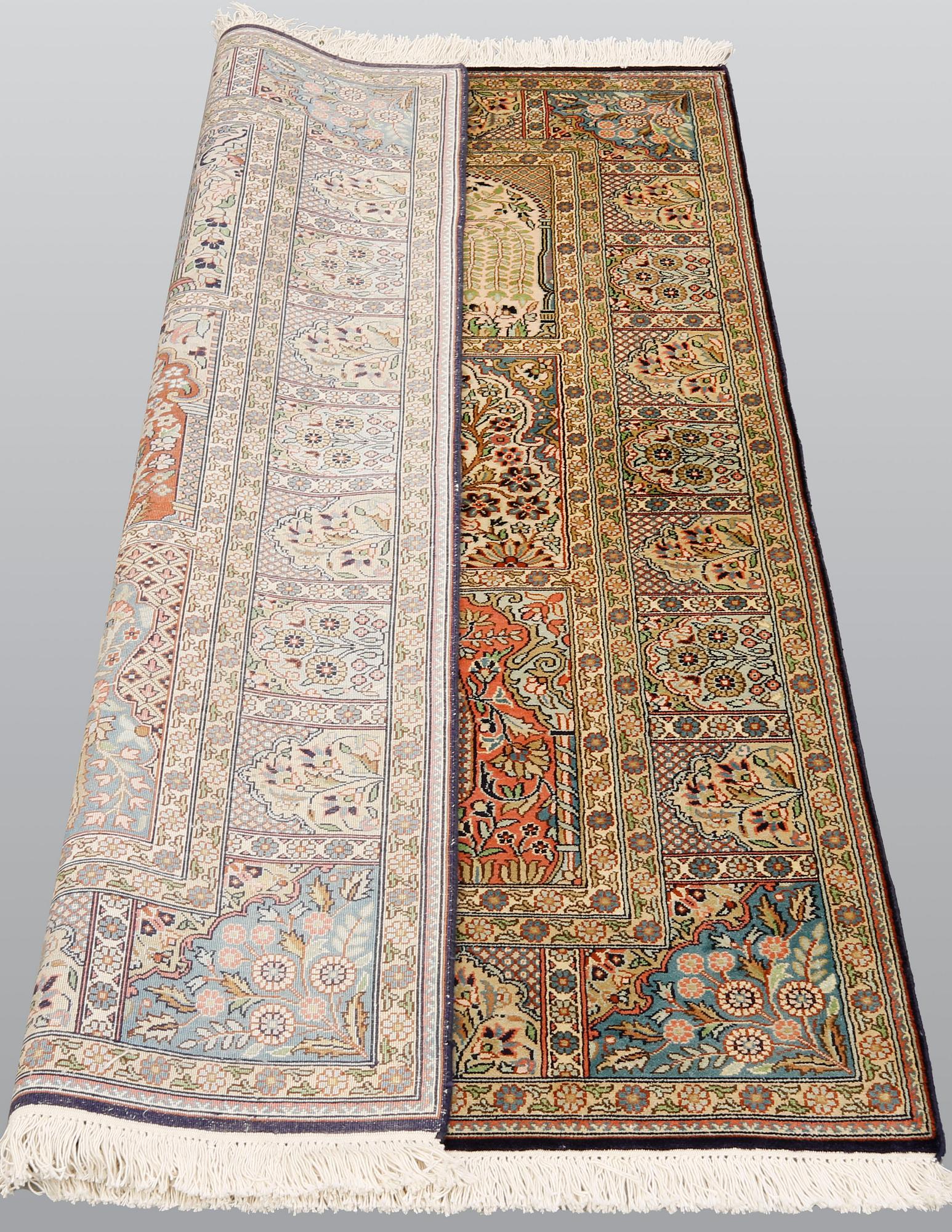 A rug, silk on cototn, Silke kashmir ca 154 x 92 cm.