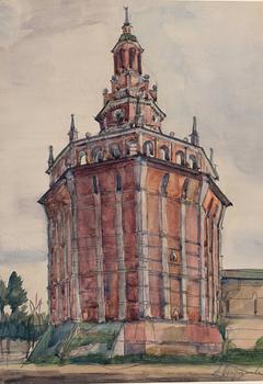 Anna Ostroumova-Lebedeva, Red tower, St Petersburg.