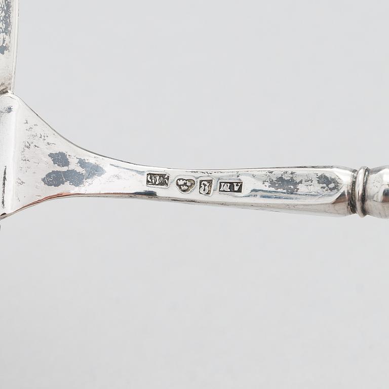 Four silver ladles, Sweden and England, 18th and 19th centuries.