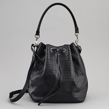 YVES SAINT LAURENT, a black leather 'Emmanuelle' bag.