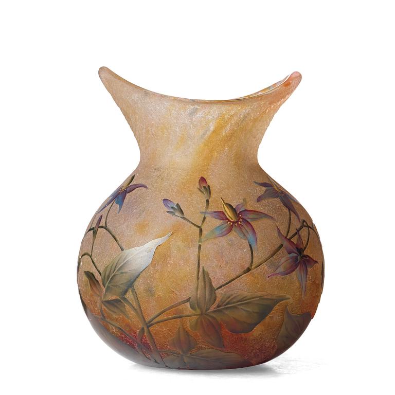 DAUM, an Art Nouveau enamel painted vase, Nancy, France ca 1900.