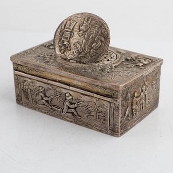 A German rococo style silver-plate music box, 19th century.