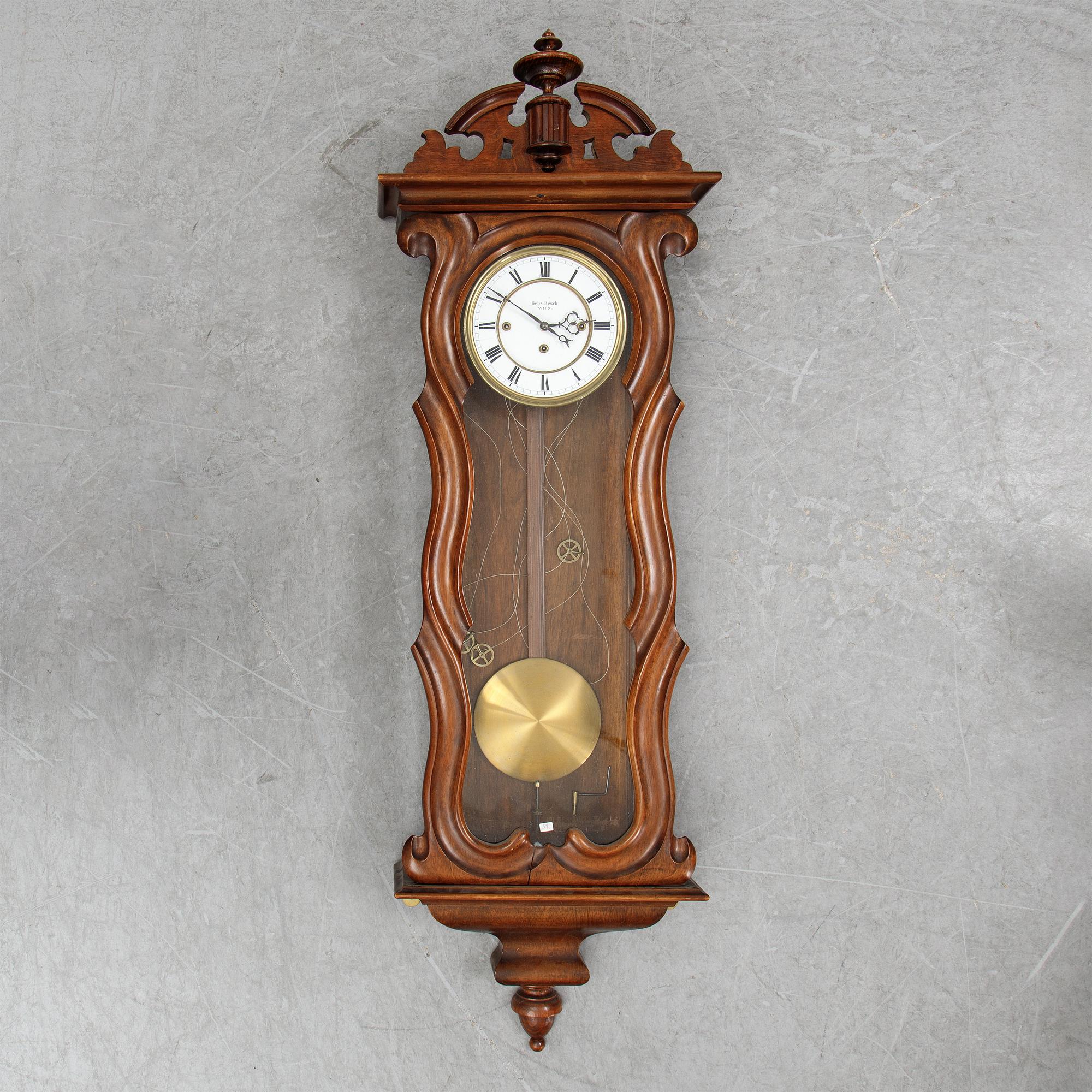 A Wienese regulator wall clock from Gebrüder Resch, late 19th Century.