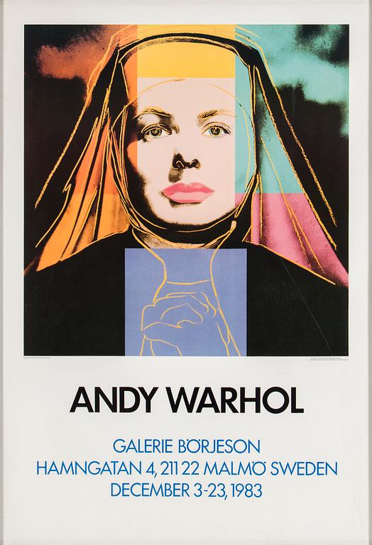 ANDY WARHOL, after, three posters, Galerie Börjeson 1983.