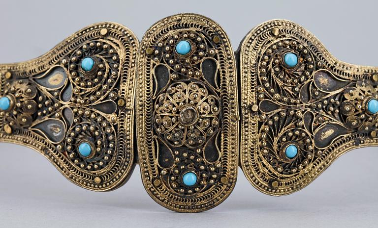 BÄLTE, silver, Kaukasien, Ryssland. 1900-talets början. Vikt ca 460g.
