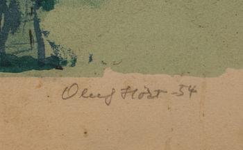 OLUF HOST, färglitografi, signerad numrerad och daterad -54, 198/260.