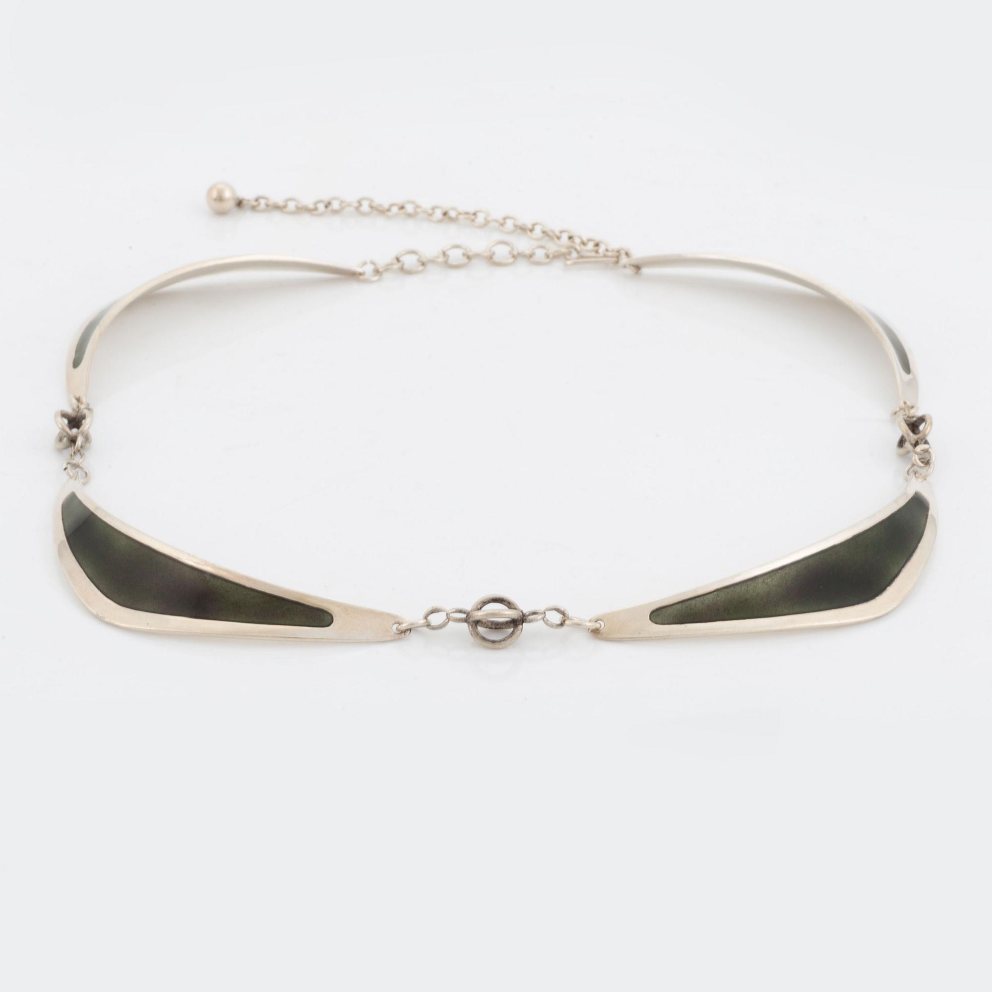 A silver and enamel Michelsen necklace.