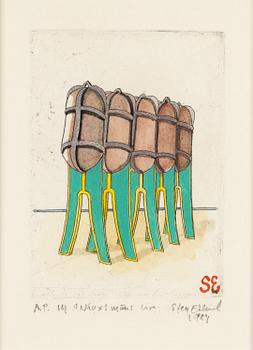 STEN EKLUND, etching, hand coloured, 1984, signed A.P.