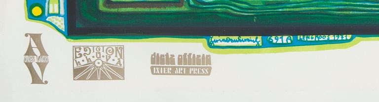 Friedensreich Hundertwasser, serigraph in colours with metal embossing numbered 1649/3000.