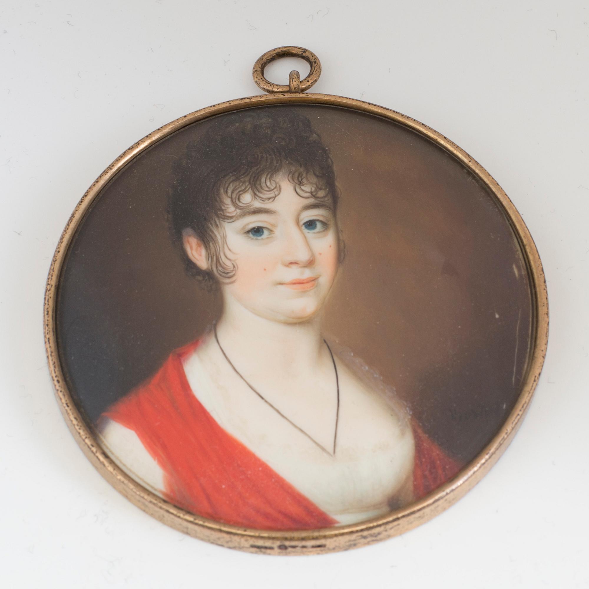 Carl Viertel, a miniature portrait depicting a young lady, early 19th century.