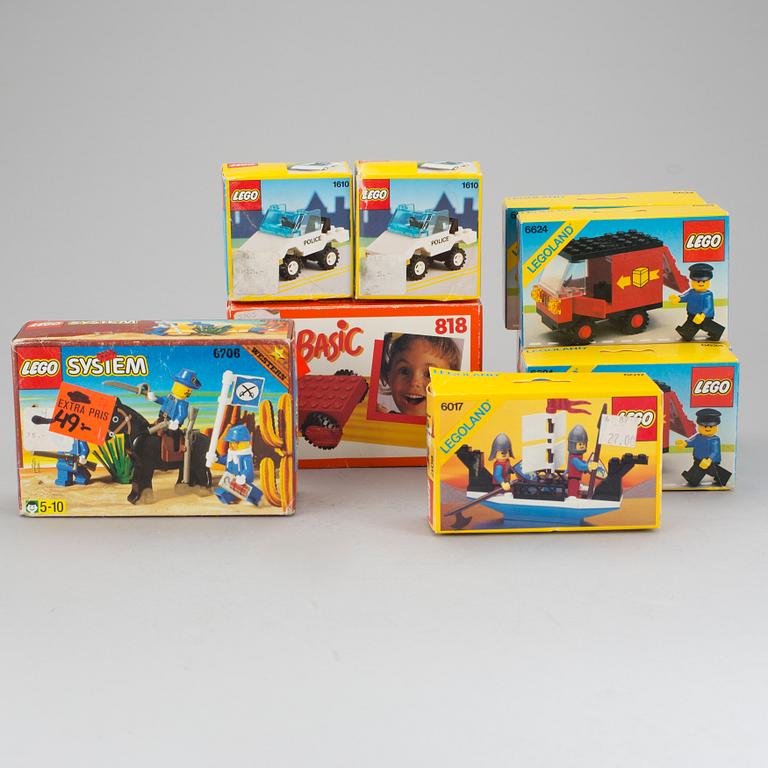LEGO, 10 stycken set i förpackningar, 1980/90-tal.