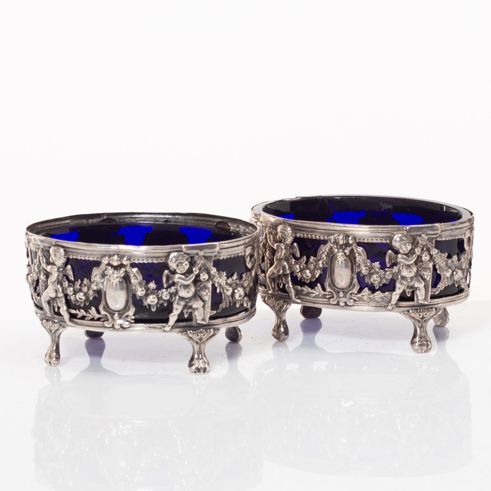 A. Louis Casse, salt cellars, a pair, silver, Paris, 1784.