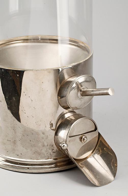 KAFFEBEHÅLLARE, glas och metall, 1900-talets första hälft.