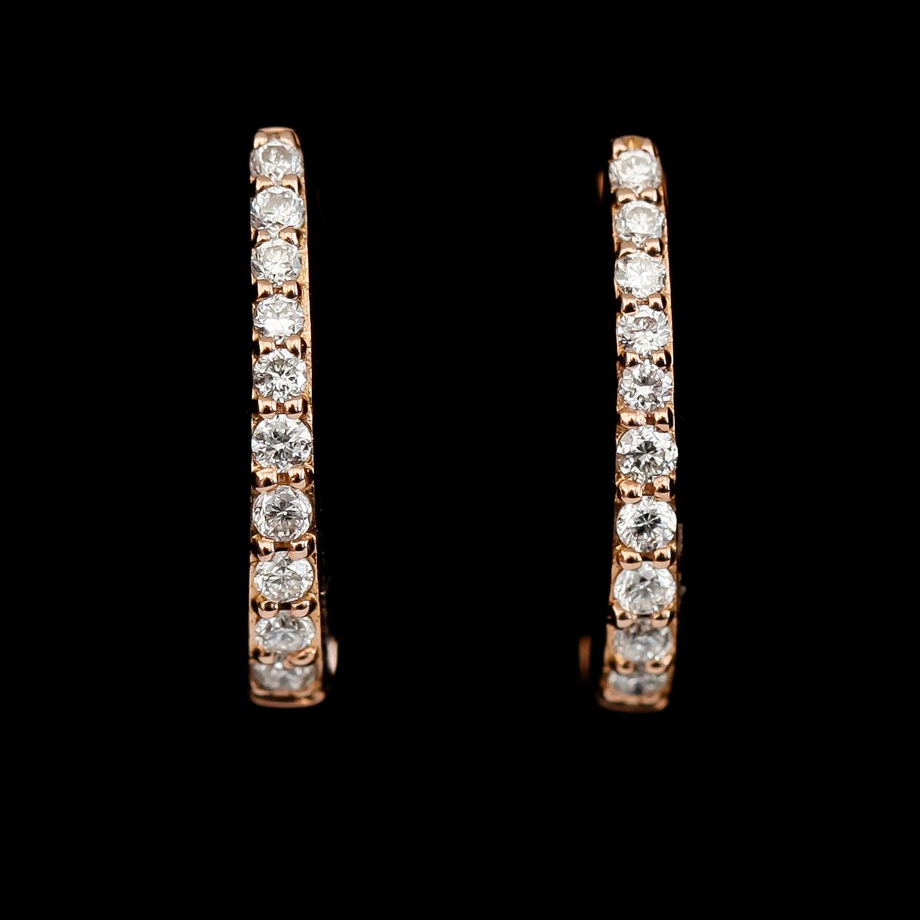 ÖRHÄNGEN, 1 par, 18K roséguld, diamanter tot ca 0.15 ct.
