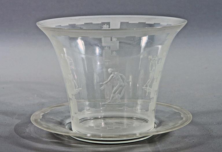 SKÅL med FAT, glas, Simon Gate, Orrefors, 1928.