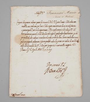 BREV, 2 st, ett undertecknat Guidobaldo, det andra undertecknat "Il Duca d'Urb", Pesaro, Italien 1500-tal.