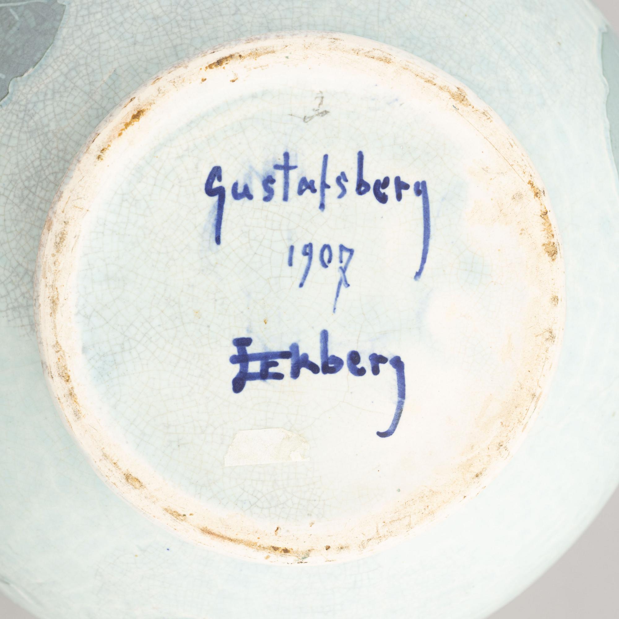 Josef Ekberg, a signed 'Sgrafitto' earthenware vase, Gustafsberg, 1907.