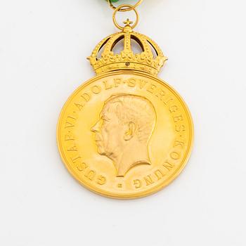 Medalj, 18 k guld, 12:e storleken, Kungliga Patriotiska Sällskapet.