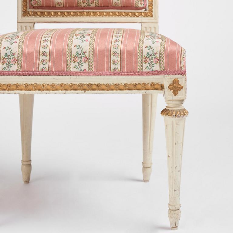 A set of four Gustavian chairs by E. Öhrmark (master in Stockholm 1777-1813).