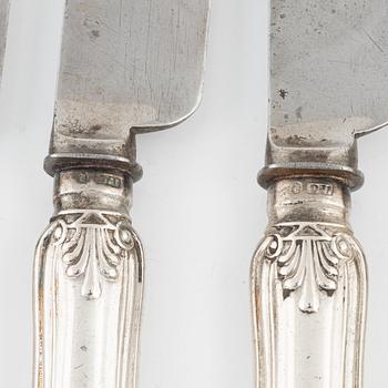 Six Swedish Silver Dining Knives, mark of Johan Petter Grönvall, Stockholm 1837.