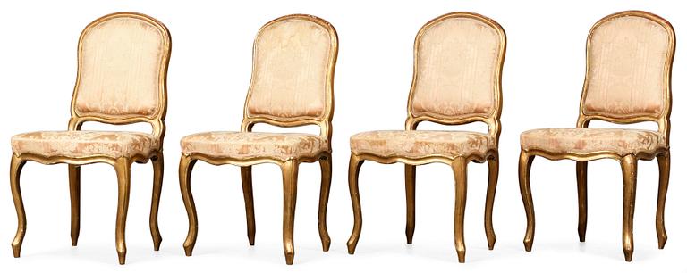 A set of four Rococo chairs.