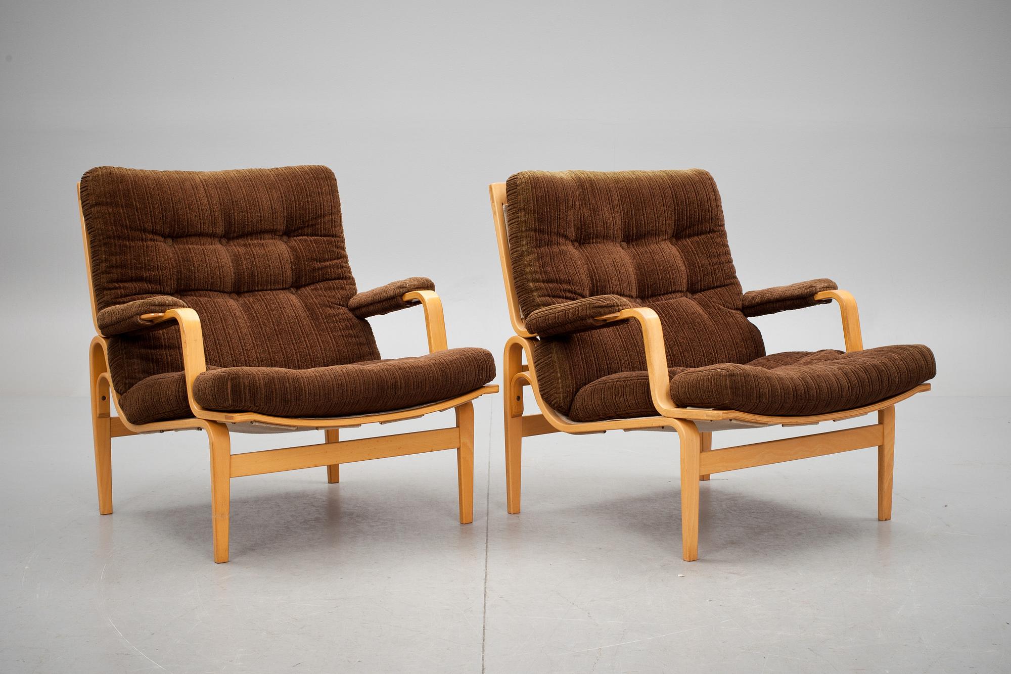 FÅTÖLJER, ett par, Bruno Mathsson, Dux, 1960/70-tal.