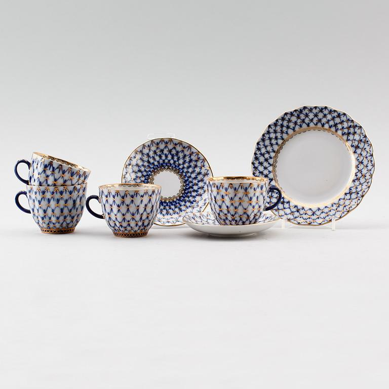 KAFFESERVIS, 22 delar, porslin, Lomonosov, Ryssland, 1900-talets andra hälft.