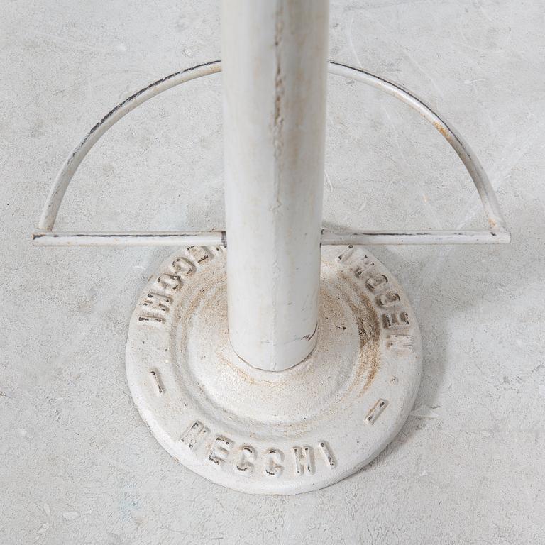 A pair of Necchi leather and metal bar stools later part of the 20th century.