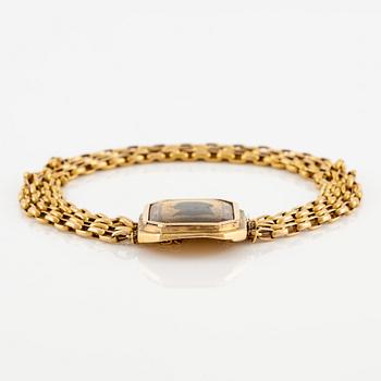 Armband 18K guld med silluettporträtt, sengustavianskt, 1700/1800-tal.