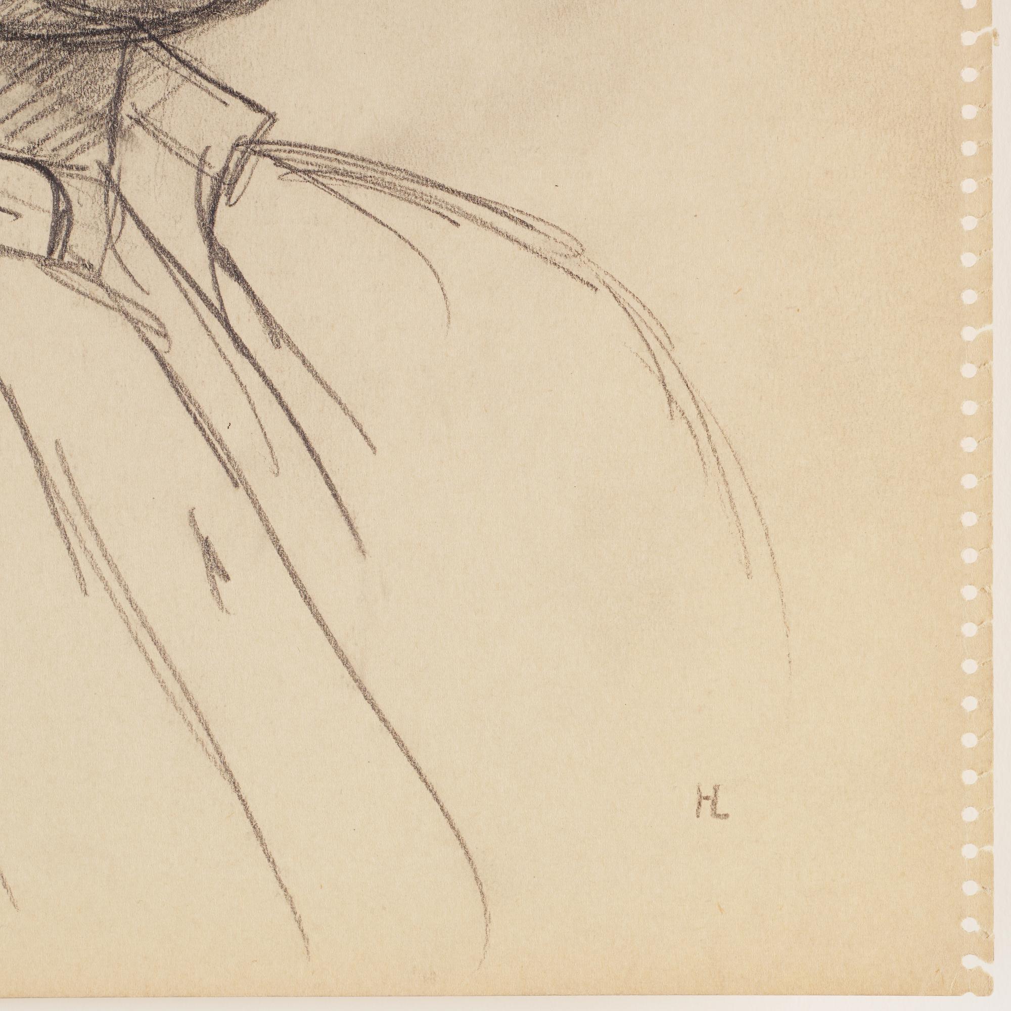 HILDING LINNQVIST, blyertsteckning, signerad HL.