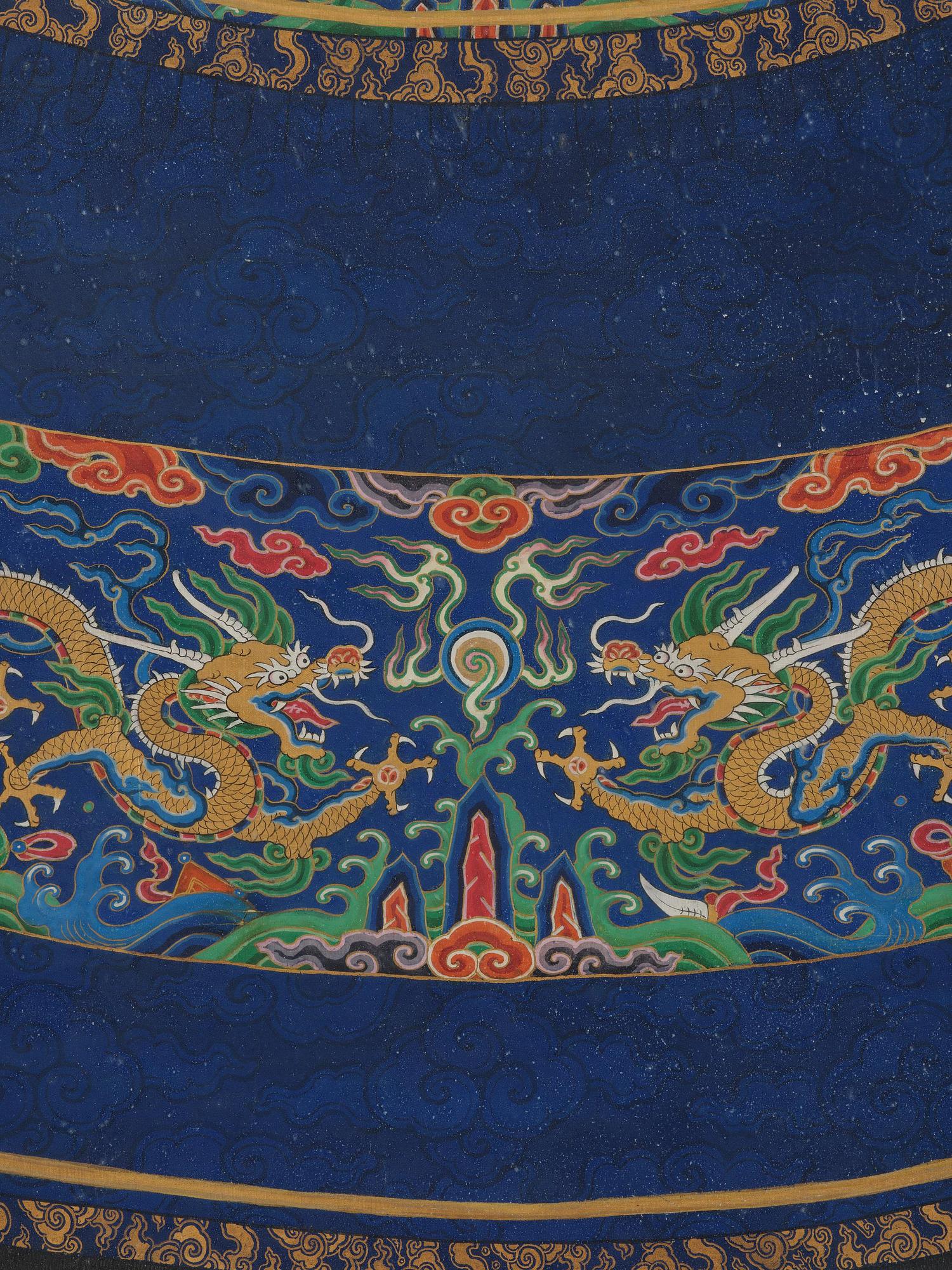 Förfadersporträtt, Qingdynastin, 1800-tal. Med signatur.