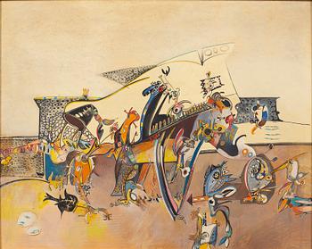 SVEN-ERIK JOHANSSON, gouache på pannå.