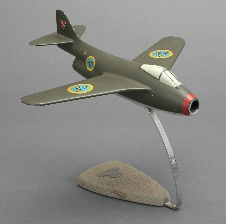 FLYGMODELL, SAAB, modell SAAB-29, "Flygande tunnan", 1950-tal.
