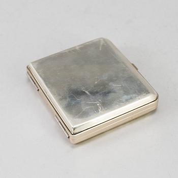 A silver calculator by Tiffany's and cuff link box in silver H.V.P & Co Birmingham 1887.