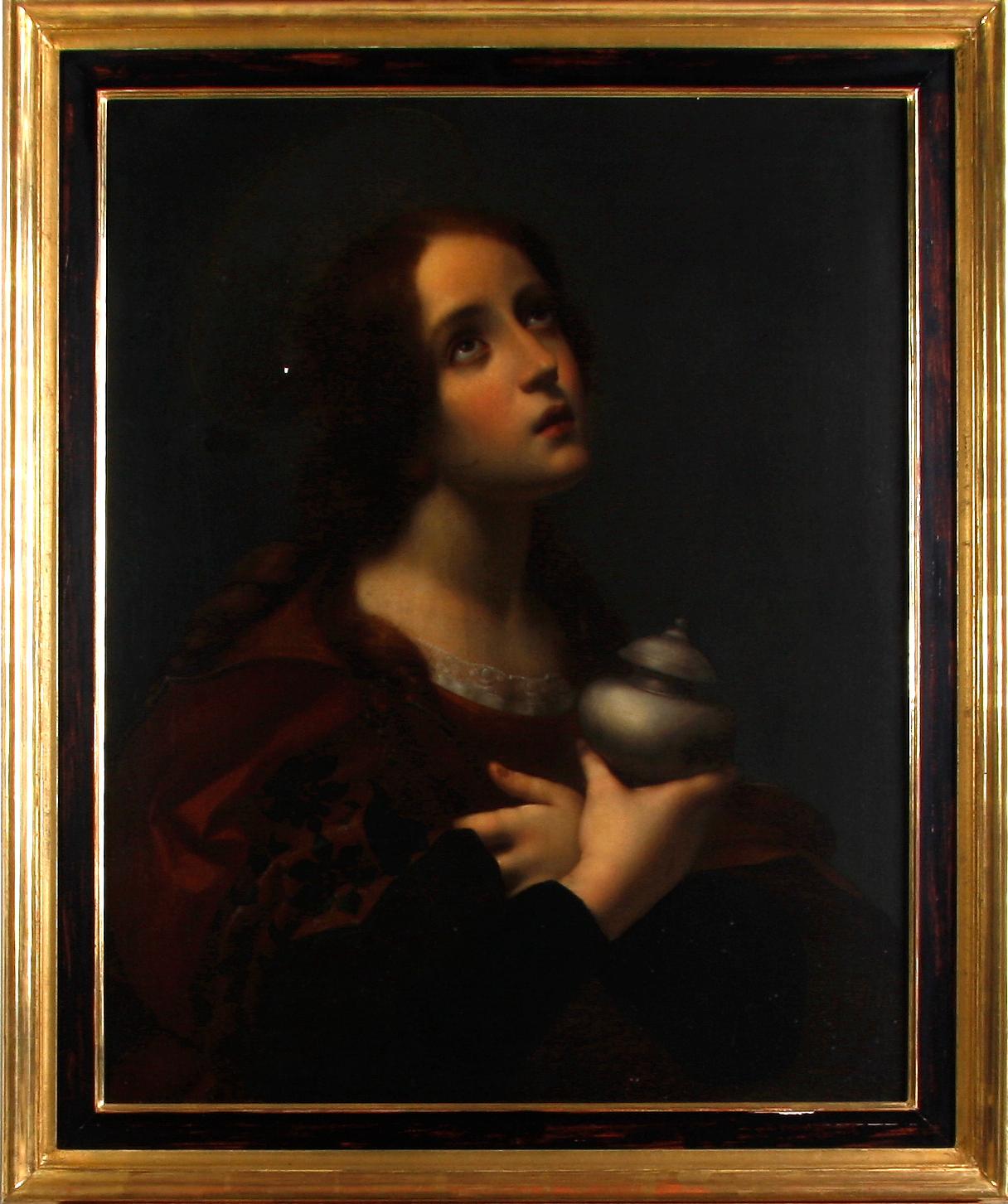 OKÄND KONSTNÄR, kopia efter Carlo Dolci, duk uppklistrad på pannå.